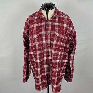 Field & Stream Flannel Shirt Women's XL *** Red White Plaid Long Sleeve Pockets
